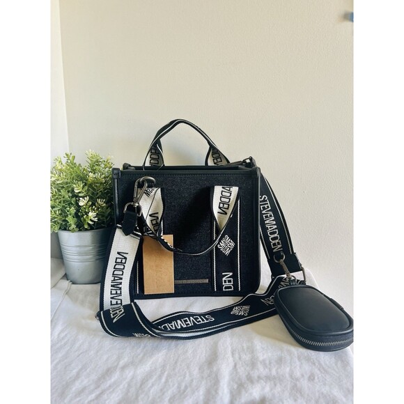 Steve Madden Black Denim Bwebber Crossbody Satchel w/ Coin Pouch NWT - Picture 12 of 12